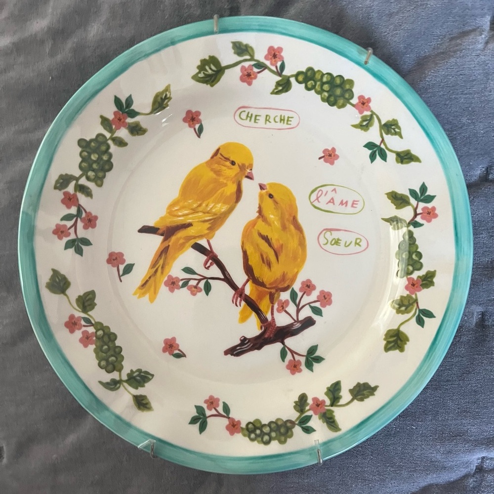 Natalie Lete Canary 10” Decorative Plate and Floral Design sold by Anthropology